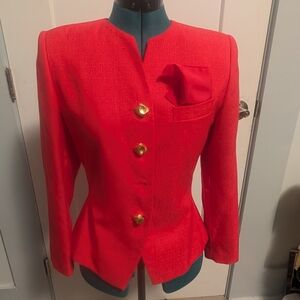 Casual Corner Hot Pink Blazer With Pocket Square